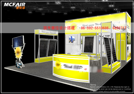 太阳能展展台设计，国外特装展位设计搭建，国外展台搭建